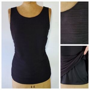 Ann Taylor Size LP Cami Tank Top Camisole Black Texture Lined Sleeveless Stretch